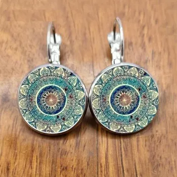 Náušnice Dámské visací náušnice s mandalou stříbrná 3