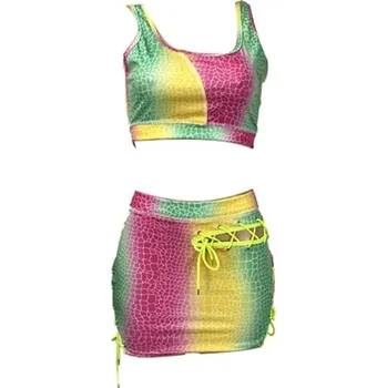 Dámská sukně Dámský barevný crop top a sukně B1157 M