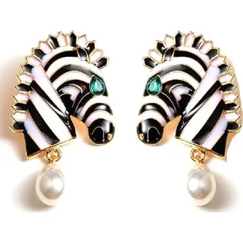 Náušnice Dámské visací náušnice zebry bílá