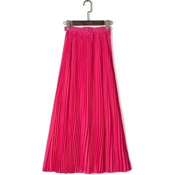 Dámská sukně Dámská skládaná sukně s páskem A1149 tmavě růžová