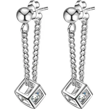 Náušnice Dámské visací náušnice s kostkou