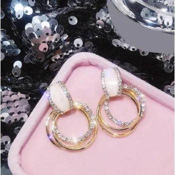 Náušnice Dámské visací náušnice se zirkony G421 zlatá 1