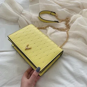 Kabelka Dámská kožená kabelka M1183 žlutá