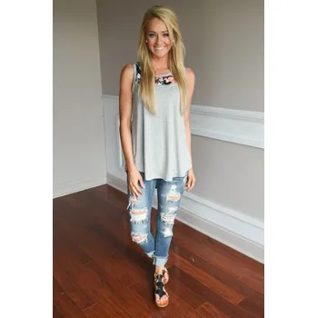 Dámské květované tílko šedá XL