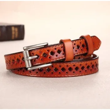 Opasek Dámský kožený dírkovaný pásek J842 oranžová