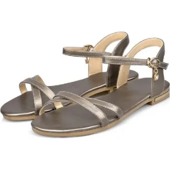 Dámské sandále Dámské elegantní sandály na nízkém podpatku tmavě šedá 44