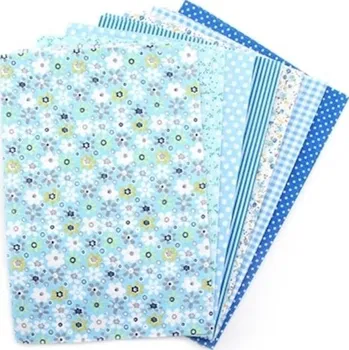 Bavlněná látka na výrobu roušky 7 ks modrá