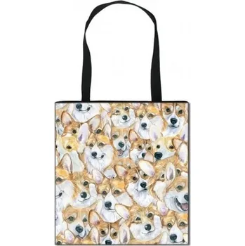 Kabelka Dámská plátěná taška s potiskem psů M1250 6
