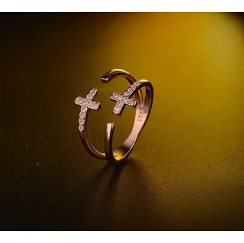 Prsten Dámský prstýnek s křížem starorůžová