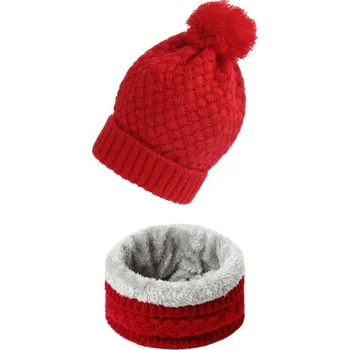 Šála Dámský zimní set čepice a nákrčník červená