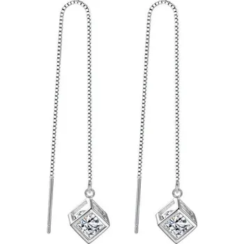 Náušnice Dámské visací náušnice s kostkou C1104