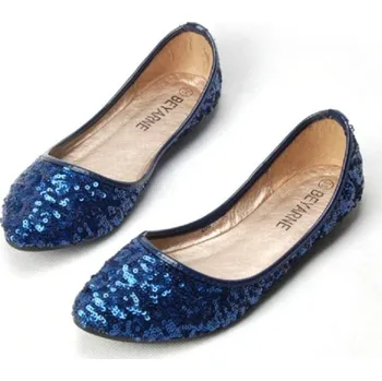 Dámské baleríny Dámské třpytivé baleríny s flitry J1800 modrá 37