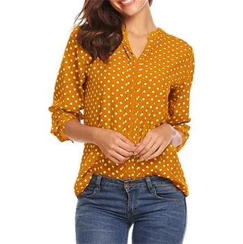 Dámská halenka Dámská halenka s puntíky A1 hořčicová 3XL