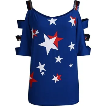 Dámské tričko Dámský plus size top s hvězdami modrá 4XL