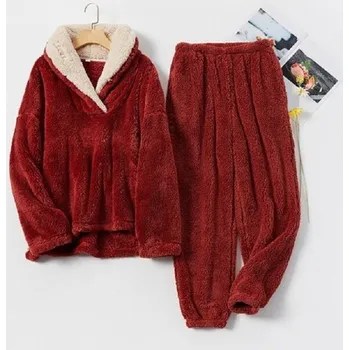 Dámské pyžamo Dámské hřejivé pyžamo P3079 tmavě červená L