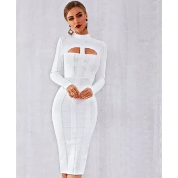 Dámské šaty Bandážové midi šaty bílé S