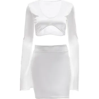 Dámský crop top a sukně B1208 bílá M