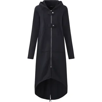 Dámský dlouhý kabát se zapínáním na zip J1205 černá XXL