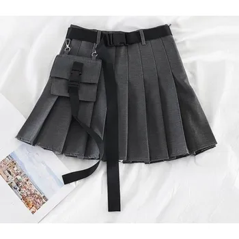 Dámská sukně Dámská skládaná mini sukně s kapsou šedá M