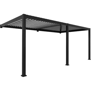 Pergola Zahradní stínění ke zdi REFLECT černé 3x6m - sloupy 11 cm