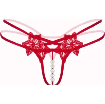 Kalhotky Dámská perlová tanga červená