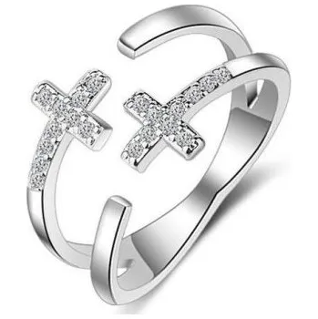 Prsten Dámský prstýnek s křížem stříbrná