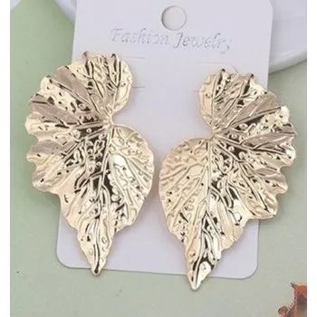 Náušnice Dámské visací náušnice listy G218 zlatá