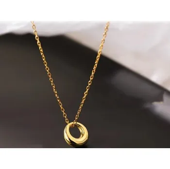 Náhrdelník Dámský náhrdelník s kruhovým přívěskem D570 zlatá