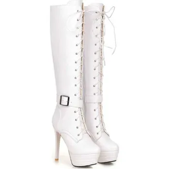 Dámské kozačky Dámské zimní kozačky s kožíškem bílá 34