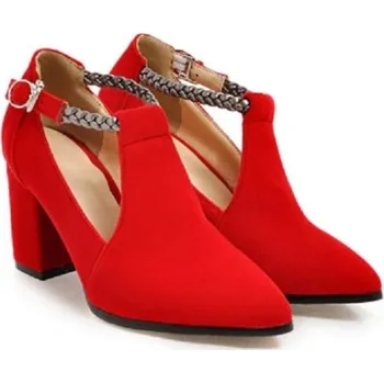 Dámské lodičky Dámské semišové lodičky s přezkou červená 39