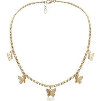 Náhrdelník Dámský náhrdelník s motýly G714 zlatá
