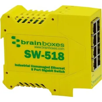 Switch Brainboxes SW-518 Industrial 8 Port Gigabit Ethernet Switch DIN Rail Mountable