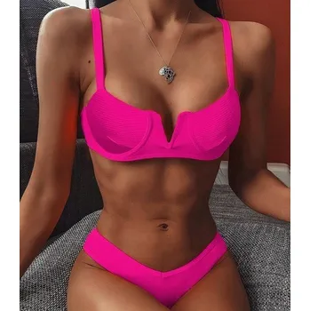 Dámské plavky Dámské bikiny P773 tmavě růžová M