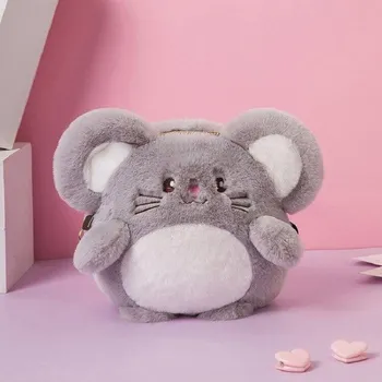 Kabelka Dámská kabelka z umělé kožešiny myš šedá