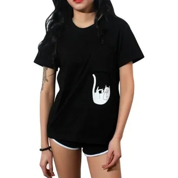 Dámské tričko s padající kočičkou J1796 černá XXS