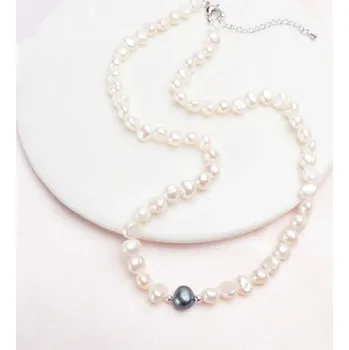 Náhrdelník Dámský perlový náhrdelník G487 černá 45 cm