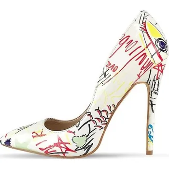 Dámské lodičky Dámské lodičky s potiskem J2387 bílá 40