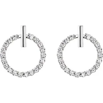 Náušnice Dámské peckové náušnice kroužek s kamínky stříbrná