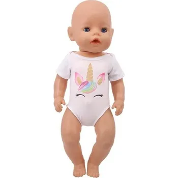 Bílý obleček pro panenky s potiskem 1