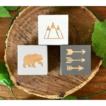 Dekorativní dřevěná kostka 3 ks 2