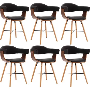 vidaXL Jídelní židle 6 ks černé umělá kůže a ohýbané dřevo