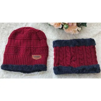 Čepice Dámský pletený oboustranný set J2857 červená