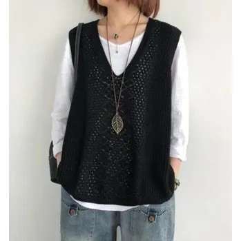 Dámská pletená vesta P2263 černá XXL