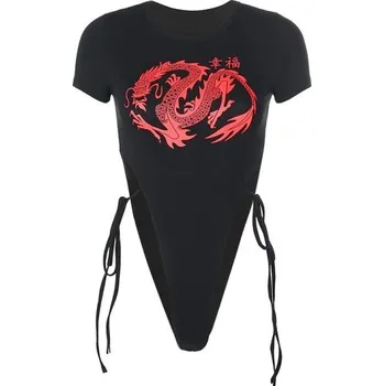 Body Dámské body s motivem draka černá M