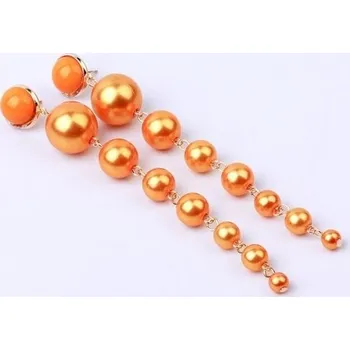 Náušnice Dámské visací náušnice s perlami G1100 oranžová