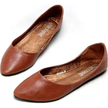 Dámské baleríny Dámské kožené baleríny J819 hnědá 38