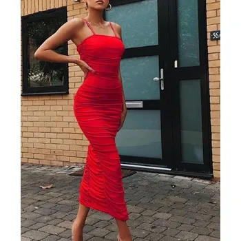 Dámské šaty Dámské nařasené šaty červená M