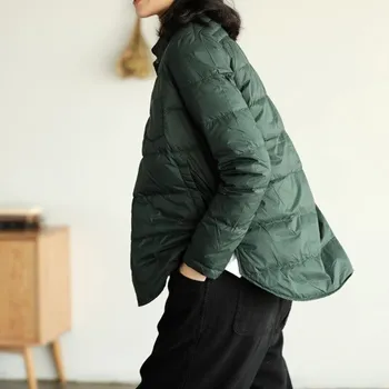 Dámská bunda Dámská péřová bunda P1362 tmavě zelená M