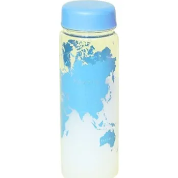Cestovní lahev s mapou světa modrá