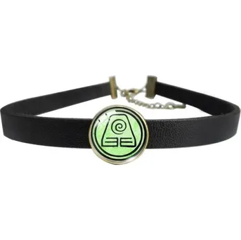 Náhrdelník Dámský kožený choker s přívěskem zelená